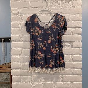 Lace Edged Floral Top